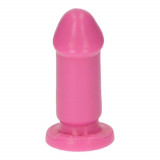 Dildo roz din cauciuc neted cu ventuză 8 cm