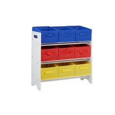 Raft depozitare pentru camera copilului, 3 rafturi, Alb, H 62 cm
