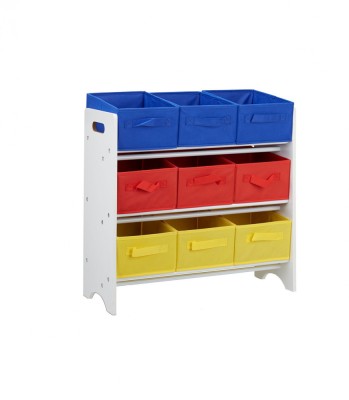 Raft depozitare pentru camera copilului, 3 rafturi, Alb, H 62 cm foto