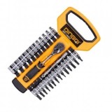 Set Chei Tubulare si Biti cu Clichet 1/4" &ndash; 28 Piese, Otel Chrome Vanadium