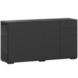 HOMCOM Bufet mobilier de depozitare 2 sertare glisante 4 uși poliță reglabilă panouri aglomerate 140 x 36 x 74 cm negru | Aosom Romania
