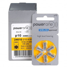 Baterii PowerOne 10 PR70 Zinc-Aer 1,45V Pentru Aparate Auditive Set 60 Baterii foto
