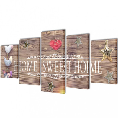 Set tablouri din p&amp;acirc;nză cu imprimeu Home Sweet Home, 100 x 50 cm foto