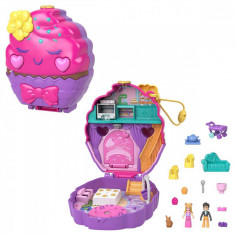 Set de joaca cu 2 papusi si 13 accesorii, Polly Pocket, Sweet Cupcake, HKV31