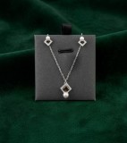 Cumpara ieftin Set Argint 925 , zPearl Square, , Colier E i Cercei Geometrici cu Perle E i Zirconii