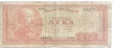 Bancnota 10 drahme 1955 - Grecia, cu rupturi, cotatii bune!