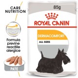 Cumpara ieftin Royal Canin Dermacomfort Adult hrana umeda caine, prevenirea iritatiilor pielii (pate), 85 g