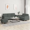 VidaXL Set de canapele cu perne, 3 piese, gri &icirc;nchis, textil