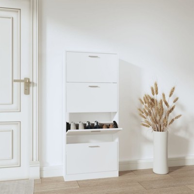 Pantofar, alb, 59x17x150 cm, lemn prelucrat foto