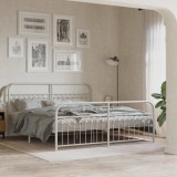 Cadru Pat Metalic Gossi Alb 183x203 cm cu Tablie - Design Modern, Spatiu Depozitare, Suport Saltea Robust