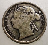 J.291 STRAITS SETTLEMENTS COLONIE BRITANICA VICTORIA 10 CENTS 1889 ARGINT