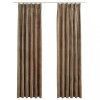 Draperii opace cu carlige, 2 buc., bej, 140x245 cm, catifea