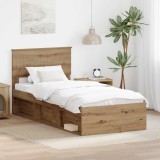 Cumpara ieftin Cadru de pat Stejar Artizanal 90 x 200 cm Lemn de pin masiv