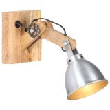 Lampa de perete E27 argintiu lemn masiv de mango si fier