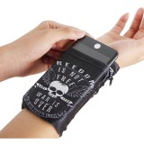 Husa OEM Wrist Pack White Skull pentru Telefon 5.5 inci, Dimensiuni interioare 150 x 70 mm, Neagra Alba