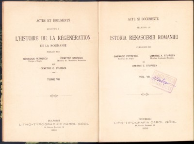MSPN42 Acte și documente relative la istoria renascerei Rom&amp;acirc;niei vol VII 1892 foto