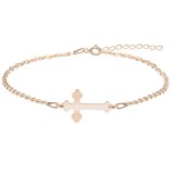 Bratara Argint 925 Placata Aur Roz cu Cruce Personalizata | Cadou Bijuterie Inscriptionata, Nume, Data