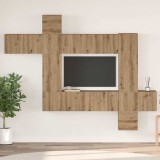 Set comodă TV cu raft 10 pcs stejar artizanal 30.5 x 30 x 90 cm
