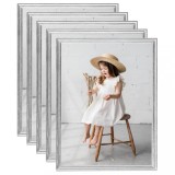 Cumpara ieftin Rame foto colaj pentru perete, 5 buc., argintiu, 40x50 cm, MDF