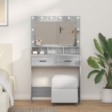 VidaXL Masă de toaletă cu lumini LED, gri sonoma, 79x41x135 cm
