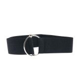 Curea lata elastica neagra cu catarama rotunda