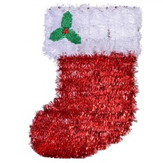 Decorațiune Crăciun, Model Cizmă, Material Plastic, Culoare Roșu, Dimensiuni 20x34cm