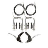 Set Frane V-Brake Aluminiu Bicicleta, Manete Negru Argintiu, Complet
