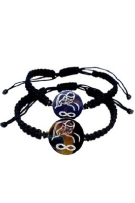 Set de 2 bratari negre personalizate pentru sot/sotie si semnul infinit foto