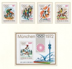 Senegal 1972 Mi 494/97 + bl 10 MNH - Jocurile Olimpice vara, Munchen