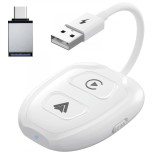 Modulator Carplay si Android Auto Wireless HASEPE, Smart USB car play, reconectare automata, compatibil USB normal sau USB tip C, multifunctional, Alb