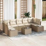 vidaXL Set de canapea pentru grădină din 8 piese cu perne bej din rattan poliester