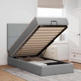 VidaXL Cadru de pat otoman cu saltea țesătură gri deschis 90x190cm 3313036