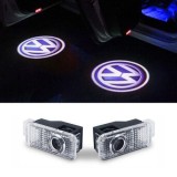 Holograme LED Usi Auto Logo VW Passat B5 B5.5, Touareg, Phaeton - Set 2 Bucati - Lumini Proiectie Portiera Tuning