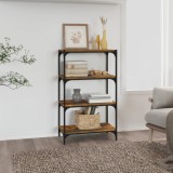Biblioteca Stejar Fumuriu vidaXL 60x33x100 cm, 4 Rafturi, Lemn &amp; Oțel, Stil Industrial, Raft Cărți, Maro