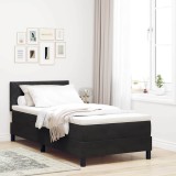 vidaXL Pat cu Arcuri și Saltea cu saltea Negru 90 x 200 cm țesătură