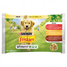 Friskies Dog hrană umedă cu Vita, Pui, Miel, in Aspic, 4 x 100g
