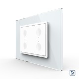 Cumpara ieftin Intrerupator wireless touch Livolo cvadruplu, alb, cu rama din sticla, standard italian
