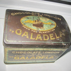 2086-I-Galadela chocolate London cutie veche anii 1920-30 de colectie metalica.