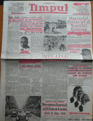Ziarul Timpul, 14 iulie 1940 foto