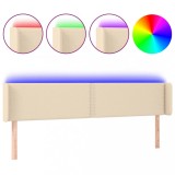 Cumpara ieftin Tablie de pat cu LED, crem, 163x16x78/88 cm, textil