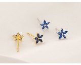 Cumpara ieftin Cercei Stud din Argint 925 Placati cu Aur , zSapphire Blossom, , Cu Design Floare E i Cristale Albastre Marquise