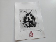 HARRY GUTTMAN, LITOGRAFIE ORIGINALA SERIA "MASTI&rdquo; SEMNATA STAMPILATA/ EXEMPLAR DE AUTOR