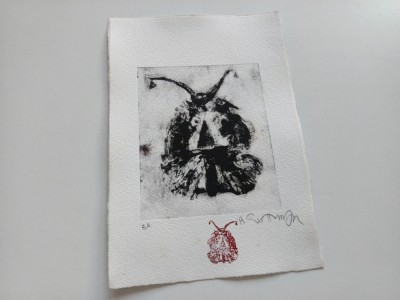 HARRY GUTTMAN, LITOGRAFIE ORIGINALA SERIA &amp;quot;MASTI&amp;rdquo; SEMNATA STAMPILATA/ EXEMPLAR DE AUTOR foto