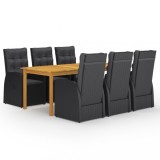vidaXL Set mobilier pentru grădină, 7 piese, negru 3067907