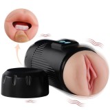 Masturbator Kay Dublu Gura si Vagin, 2x10 Moduri Vibratii, TPE Realist, USB Magnetic, 21 cm