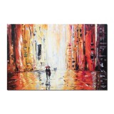 Tablou GIGANT pictat manual living, Impreuna spre viitor, 150x100cm ulei pe panza in cutit efect 3D, gata de expus pe perete