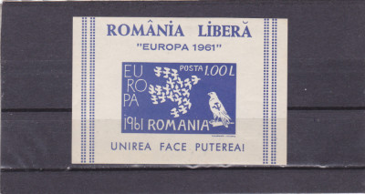 Spania/Romania, Exil romanesc., em. a XXV-a, Europa 1961, colita ned., 1961, MNH foto