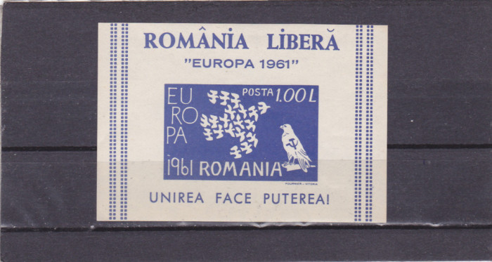 Spania/Romania, Exil romanesc., em. a XXV-a, Europa 1961, colita ned., 1961, MNH