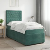 Cumpara ieftin Pat boxspring cu saltea Verde inchis 80 x 200 cm Catifea