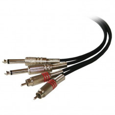 Cablu 2 x RCA tata - 2 x jack 6.35mm tata, lungime 5 m, Negru